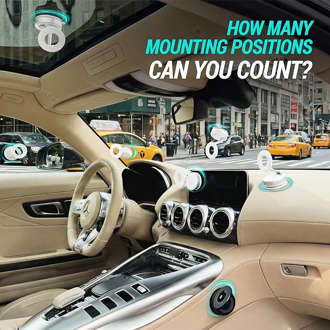 CARMOUNT Clutch-X™ White – Upgraded Vacuum Phone Mount Suction Cup Car Phone Holder for iPhone, Window Phone Mount, 360° Vacuum Magnetic Phone Holder for Car, Magnetic Phone Holder with Suction Cup