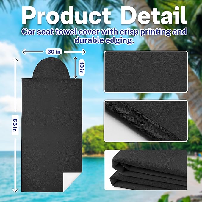Car Seat Towel Cover After Gym, Car Seat Cover Towel – Sweatproof, Washable, Non-Slip Cover for Cars, SUVs (2 Pack, Black)