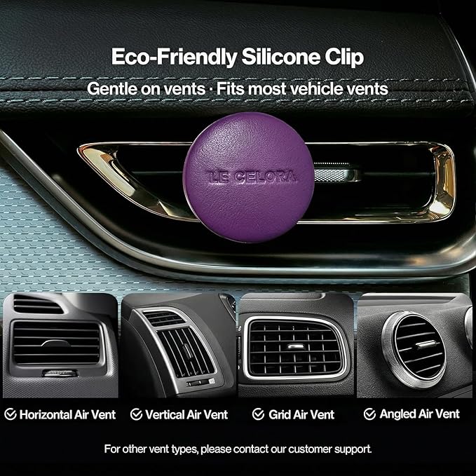 LECELORA Car Air Freshener Diffuser - Premium Leather Vent Clip Car Gift for Men & Women, 180+ Day Long Lasting Scent, Auto Air Freshener-Velours Nocturne