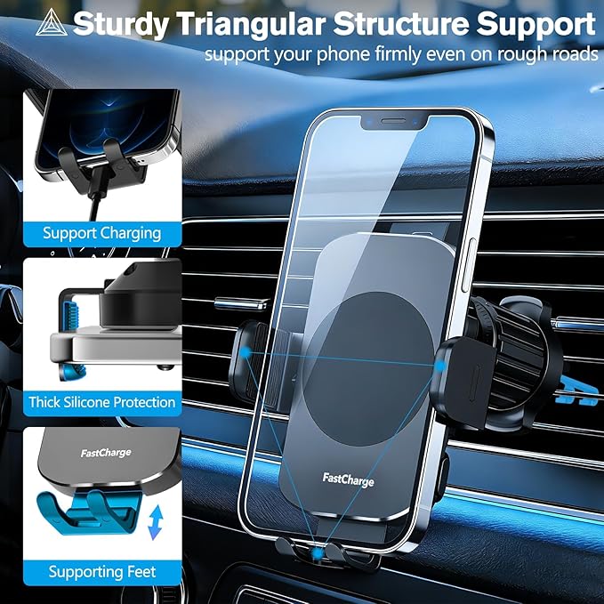 Wireless Car Charger,【80+LBS Safest Strongest】 2026 Upgrade Car Phone Holder Mount 15W/10W/7.5W Fast Charging 360° Rotation for Dashboard Windshield Vent Compatible with iPhone 17 16 Samsung