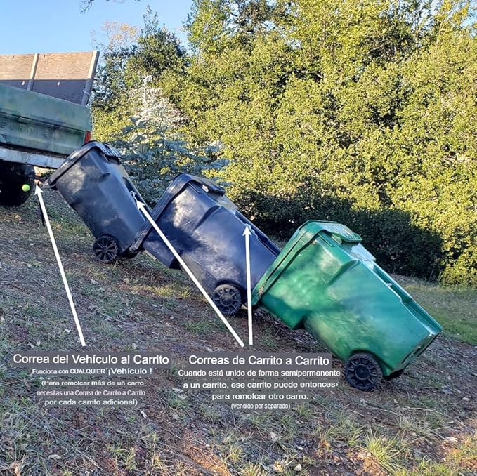 Trash Trainer Garbage Can Hauler | Cart to Cart Strap | Used with The Trash Trainer Vehicle to Cart Strap | Tow Multiple Trash Cans | No Hitch Required | Works with Any Vehicle | Trash Hauler