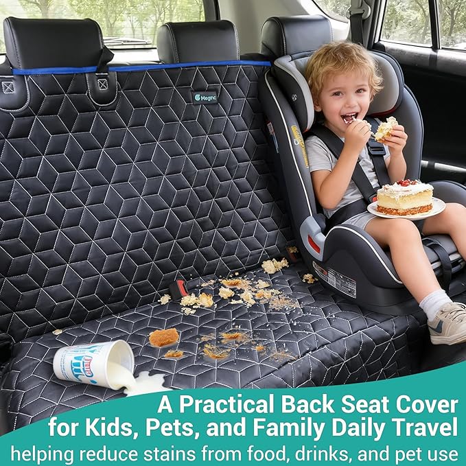 Meginc Back Seat Cover for Dogs, Washable Bench Seat Covers for Trucks,Dog Car Seat Covers for Ford f150/Ram1500/Nissan Frontier/Toyota Tacoma/GMC Canyon/Silverado (Blue)