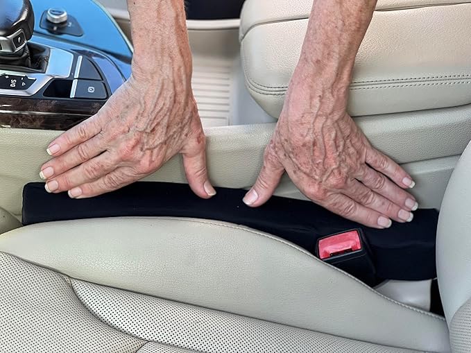 Patented Car Seat Gap Filler and Insert - As Seen On TV - Block The Gap Between The Seat and Center Console - Universal Fit Car Truck SUV - Set of 2 (Black Fabric)