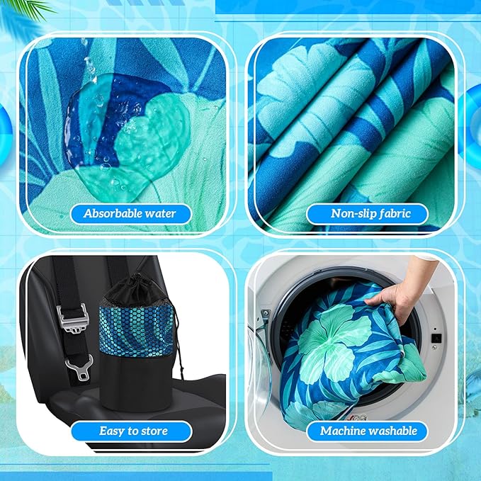 Hahafelt 2 Pack Car Seat Towel Covers with Storage Bag 63 x 32 Inch Athletic Running Towel Seat Sweat Washable Non Slip Cover Gift for Car Outdoor Sport Activities (Floral Hibiscus)