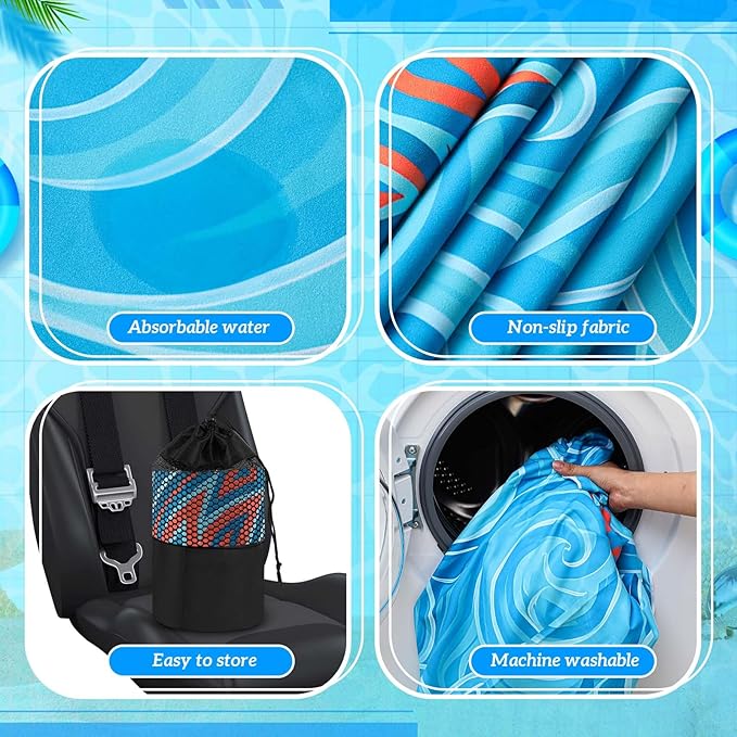 Hahafelt 2 Pack Car Seat Towel Covers with Storage Bag 63 x 32 Inch Athletic Running Towel Seat Sweat Washable Non Slip Cover Gift for Car Outdoor Sport Activities (Colorful Sea Turtle)