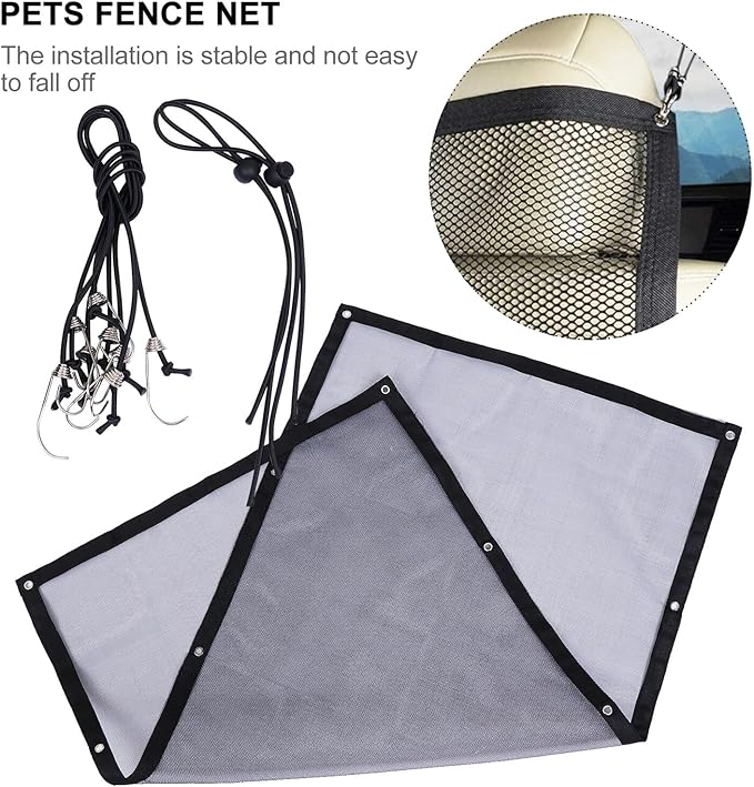2 Sets Pet Safety Fence Net for Car Dogs Mesh Barrier for Vehicle Back Seat Separation Easy Install Pet Car Mesh Divider for Suvs and Trucks