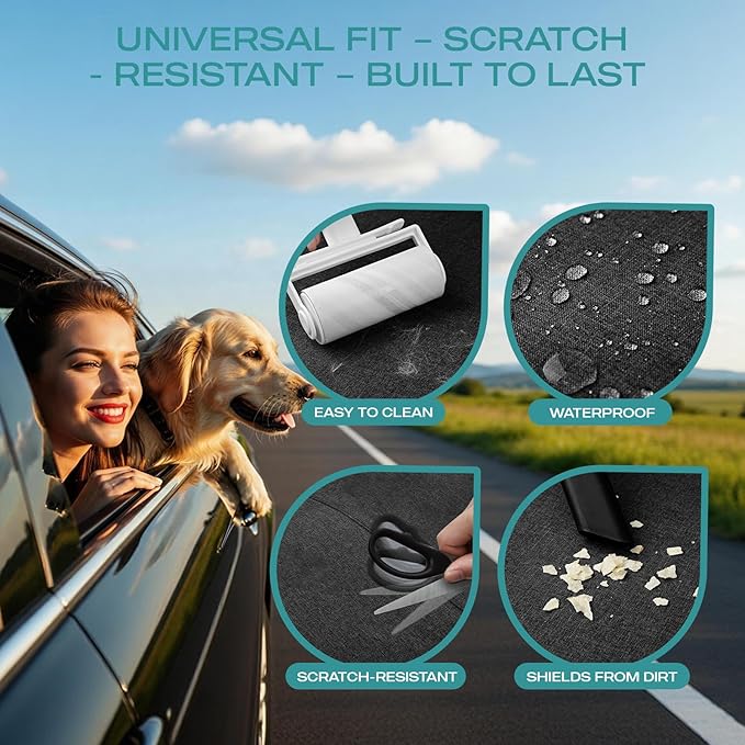 Skechers Dog Car Seat Cover for Pets GOGA MAT, Seat Extender for Dogs Waterproof Seat Cover Hammock Heavy Duty Scratch Proof Nonslip Durable Back Seat Covers for Cars Trucks and SUVs,Black