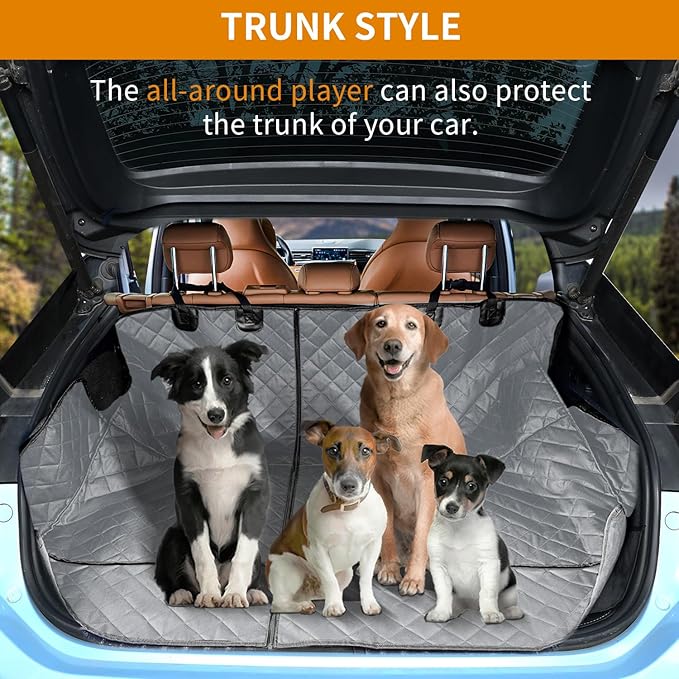 IVY&LANE Dog Car Seat Cover for Back Seat,Conversible 2-in-1 Waterproof Front Seat Cover,Heavy-Duty & Scratchproof Car Seat Protector Cover for SUVs, Trucks and Sedans(Standard,Grey)