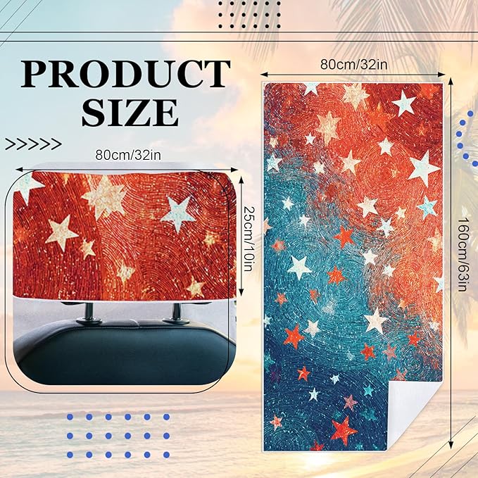 2 Pack Car Towel Seat Covers with Storage Bag, Multifunctional Towel for Gym Outdoor Sport, Picnic, Beach, Pet Dog Travel,Non-Slip Washable Car Seat Protector (Starry)