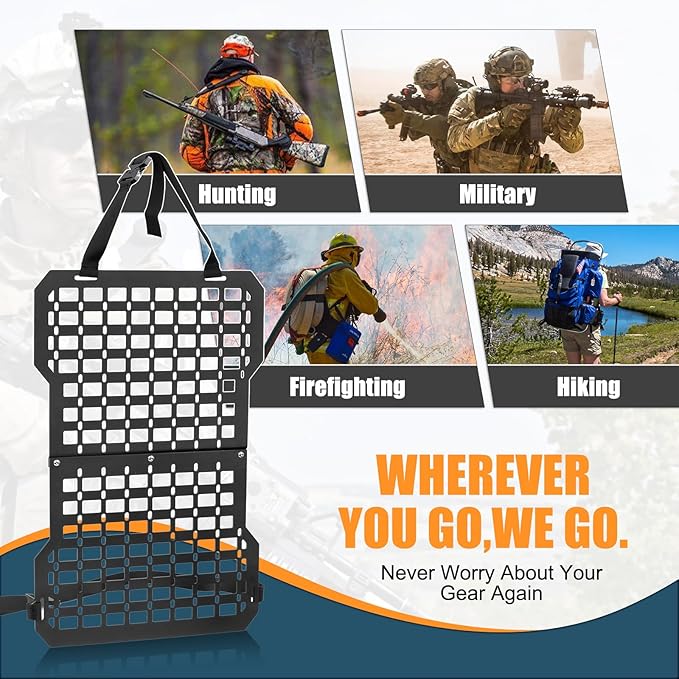 Rigid Molle Panels For Vehicles Truck Mount Rack Panel Tactical Seat Back Organizer Adjustable Versatile Panel (Molle Panels w/gun rack mount)
