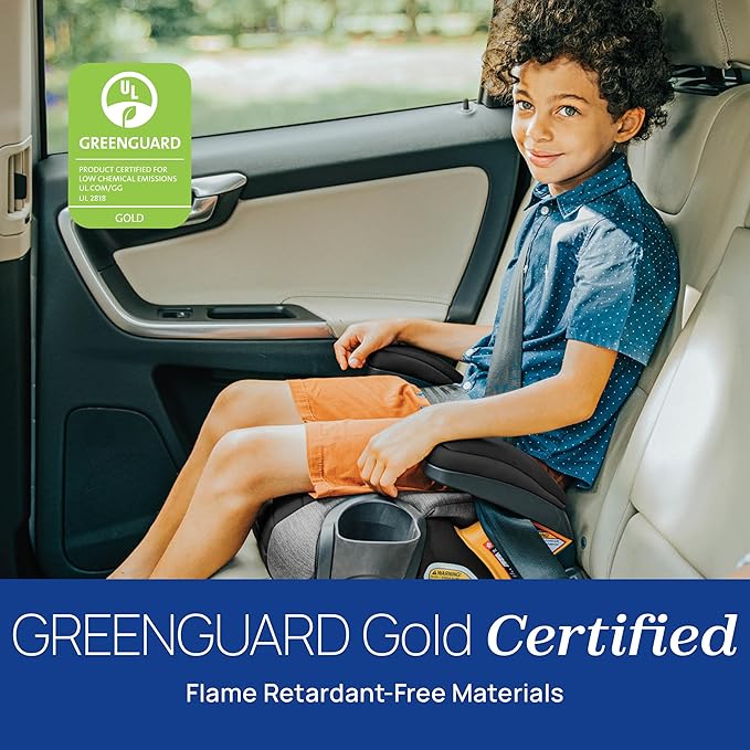 Chicco GoFit ClearTex Backless Booster Car Seat, Travel Booster Seat for Car, Portable Car Booster Seat for Children at Least 4 Years Old and 40-110 lbs., Shadow/Black
