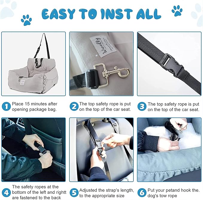 Aidou Dog Booster Seat for Small to Large Dogs & Cats, Travel Car Seat with Storage & Home Use (Midium Blue)