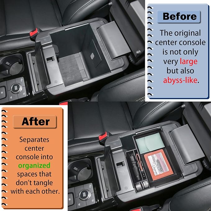 RUNROAD Upgrade Center Console Organizer Tray Compatible with Ford Explorer 2026 2025 2024 2023 2022 2021 2020 Accessories, ABS Armrest Tray Console Dividers Secondary Storage Box Container, Black