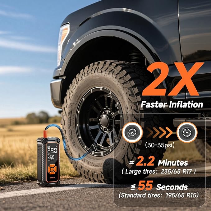 OlarHike Cordless Tire Inflator Portable Air Compressor, 150PSI Dual Power - 6000mAh & 12V DC, Air Pump for Car Tires, Motorcycle, Bicycle, Electric Pump with LED Light & Digital Pressure Gauge