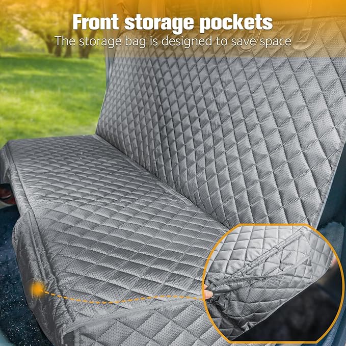 PETICON Dog Car Seat Covers for Truck Ford f150/Ram1500/Chevrolet Silverado 1500, Waterproof Pet Back Seat Cover for Trucks, Scratchproof Nonslip Durable Rear Seat Cover for Dogs (Gray)