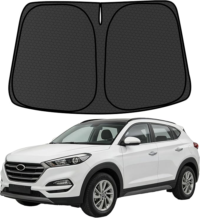 Tucson Customized Windshield Sun Shade for 2016-2021 Tucson (Not for 2022 Tucson) Front Window Sunshade Visor Protector Foldable Blocks UV Rays Keep Car Cooler Accessories