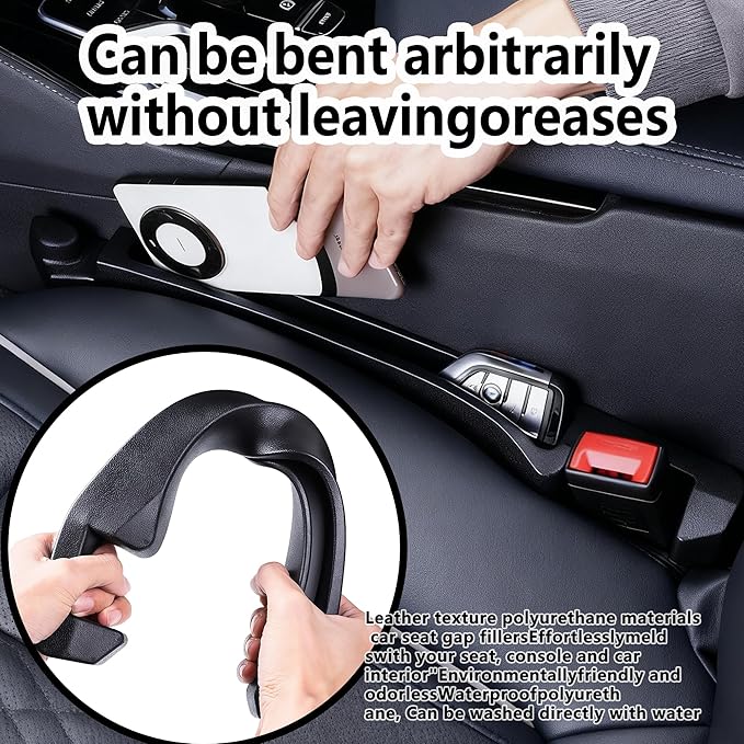 2PCS New Universal Car Seat Gap Filler Organizer with Hook Durable & Easy Install, for Cars SUV Trucks, Car Essentials, Effectively for Avoiding Dropped Items (Black)