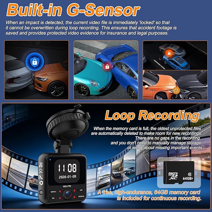 4K Dash Cam Front and Rear: FHD 3 Channel 4K+2K+1080P Dash Camera for Cars with Free 64GB Card 5G Wi-Fi Night Vision G-Sensor 24H Parking Mode for Uber Lyft Families/New Drivers