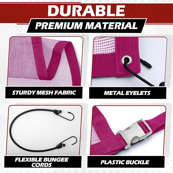 Universal Dog Car Net Barrier – Sturdy Mesh, Easy Install, Breathable Design, Easy to Clean, Flexible Bungee Cords for Adjustable Fit 23"×23" (Rose Red)