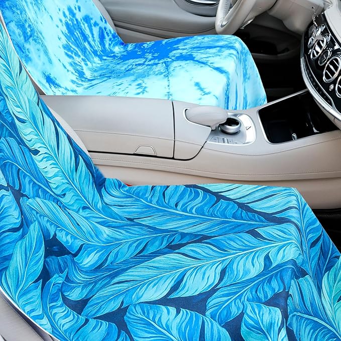 Hahafelt 4 Pack Car Seat Towel Covers with Storage Bag 63 x 32 Inch Athletic Running Towel Seat Sweat Washable Non Slip Cover Gift for Car Outdoor Sport Activities (Ocean Landscape)