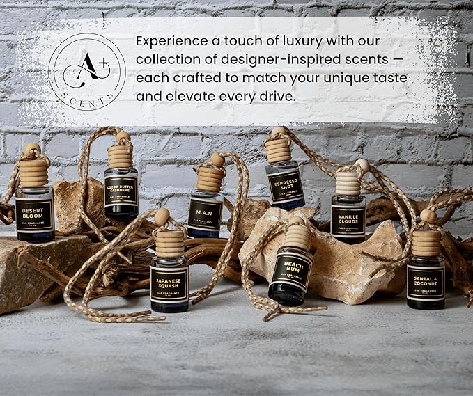 Santal & Coconut - A Fragrant Whisper of Opulent Tropical Serenity! - Luxury Car Hanging Diffuser - Long Lasting Car Freshener - Lasts up to 60 days | A+ Scents