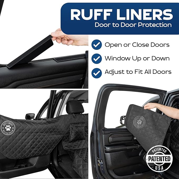 Ruff Liners XL Dog Seat Cover, Black – As Seen on Shark Tank – Back Seat Protector for Full-Size Trucks – Waterproof, Machine-Washable, Touch Fasteners, & Belt Slots – Heavy-Duty Dog Hammock