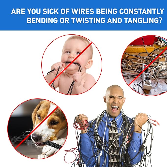 Cat Dog Cord Protectors from Pets No Chew 10ft - 1inch，Rabbits Cable Sleeves Cord Management Puppy Proof Covers, Wire Loom Critter Cord Charger Protector Heavy Duty Split Sleeve Automotive Tv，Black