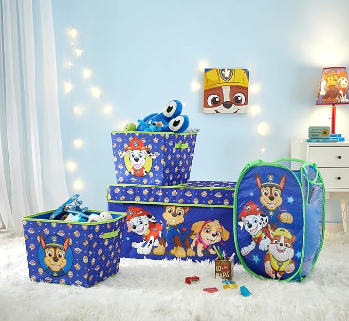 Nickelodeon Paw Patrol Chase, Marshall and Skye Collapsible Children’s Storage Trunk, Durable with Lid