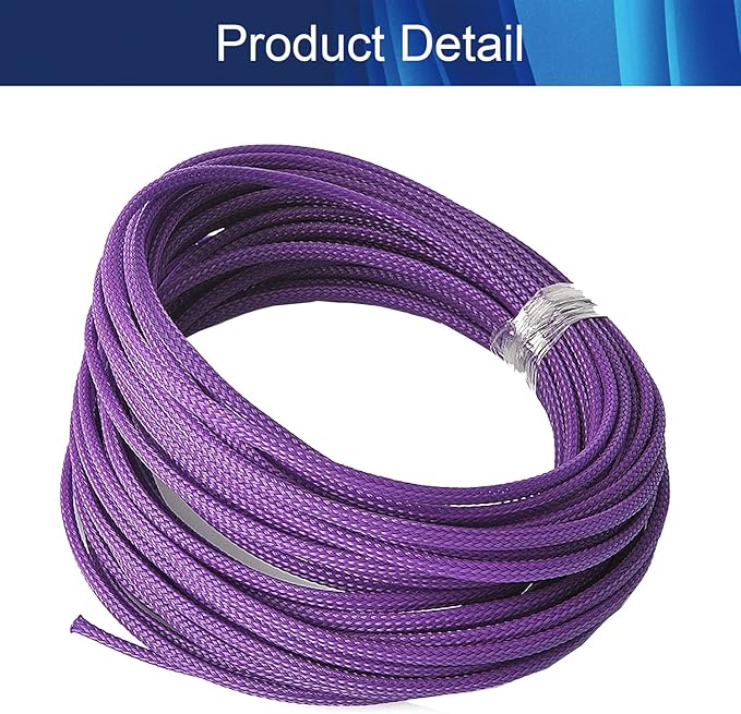 Aicosineg 32.8ft PET Flexible Braided Cable Sleeve 0.16inch Width Wire Loom Sleeving and Organizer Flexible Wire Mesh Sleeve for TV Audio PC Cords from Pets Chewing Purple