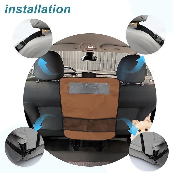 Dog Car Net Barrier, Mesh Design for Air Flow, Sturdy Material Dog Car Net Barrier, for Trucks SUV Vehicle, Brown