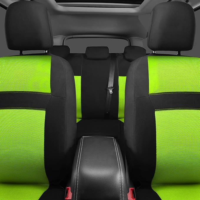 CAR PASS Seat Cover Full Sets, 3D Air Mesh Car Seat Cover with 5mm Composite Sponge Inside,Airbag Compatible Universal Fit for SUV,Vans,sedans, Trucks, Automotive Interior Covers(Lime Green)