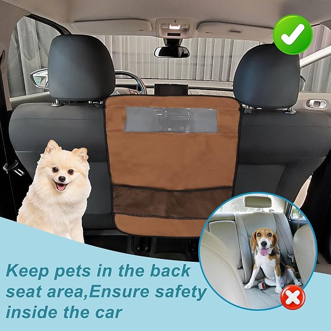 Dog Car Net Barrier, Mesh Design for Air Flow, Sturdy Material Dog Car Net Barrier, for Trucks SUV Vehicle, Brown