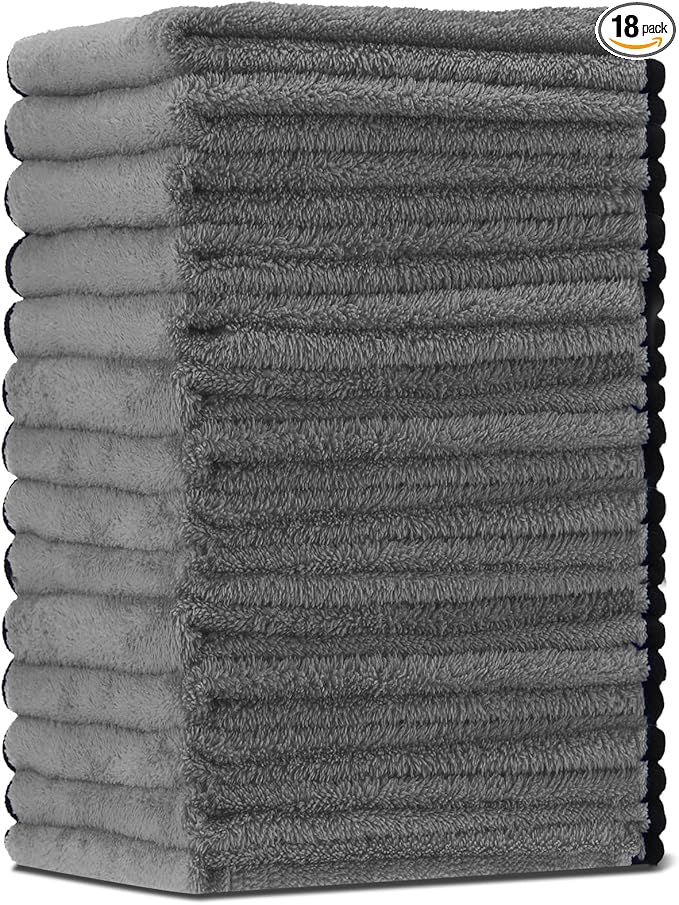 Tallew 18 Pcs Microfiber Towels:16"x16" Microfiber Drying Towels Bulk Micro Fiber Car Cleaning Cloth for Cars Drying Washing Polishing Office Windows Cleaning Household Supplies (Gray)