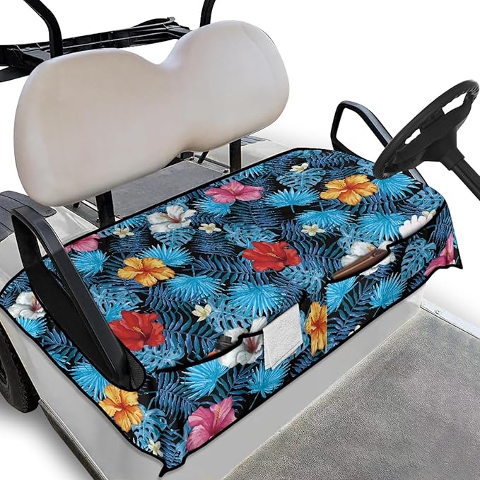 Universal Golf Cart Seat Cover with 4 Pockets Soft Golf Cart Seat Towel Blanket Fits 2-Seat Golf Carts