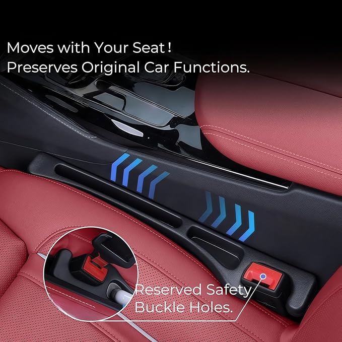 EnzeroTools Car Seat Gap Filler, 2-Pack No-Drop Seat Side Gap Seam Filler Organizer with Phone Holder, Universal Fit Fill The Gap Between Seat & Console, Perfect for Car, SUV, Truck