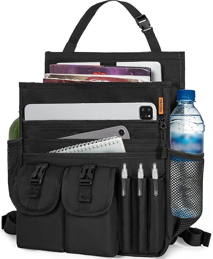 Car Front Seat Organizer Backseat Organizer with Dedicated Tablet Laptop Storage Adjustable Shoulder Strap Cup Holder Truck Seat Storage Universal Fits for Most of Car