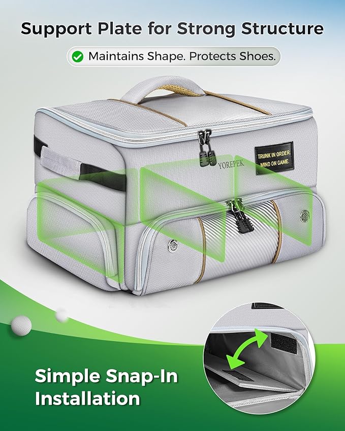 YOREPEK Upgraded Golf Trunk Organizer, Golf Gifts for Men, with Removable Insulated Pouch&Dust-Proof Protective Layer, Multi-Compartment fits 2 Pairs of Shoes, Golf Accessories