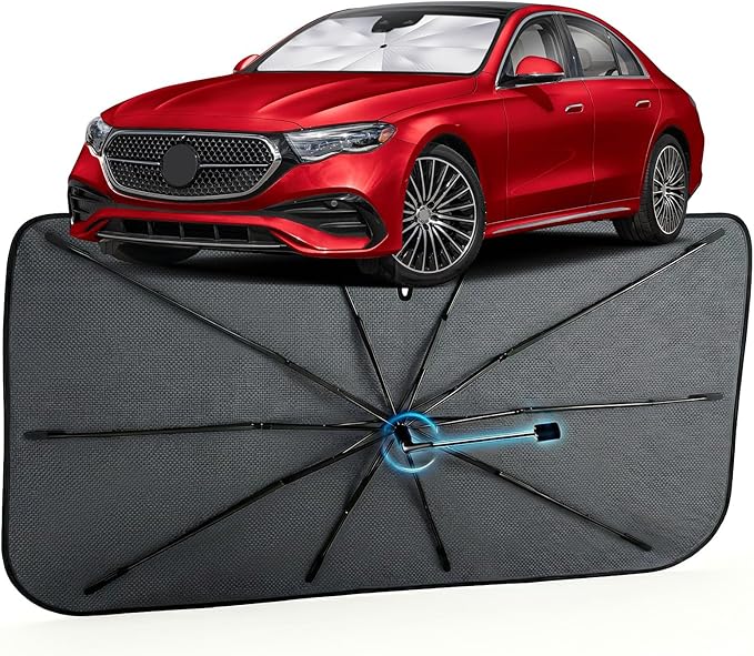 Car Windshield Sun Shade for Benz E-Class 2016-2026 –[Reflective Coated Fabric] Sunshade Umbrella for Front Window, Car Shades Sun Visor Keep Car Cool and Protects Interior, 1:1 Exact Fit