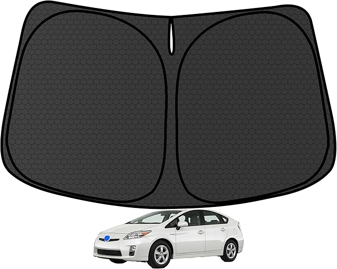 Prius Customized Windshield Sun Shade for 2010 2011 2012 2013 2014 2015 Prius (NOT for Prius C/V) Front Window Sunshade Visor Protector Foldable Blocks UV Rays Keep Car Cooler Accessories