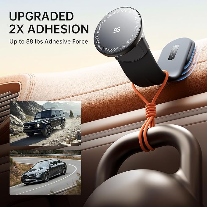 GUSGU Mount3 Magnetic Car Phone Holder Charger, 15W Fast Charging for Magsafe Car Mount Charger, Universal for All Car Models, Compatible with iPhone 16/15/14/13/12 and All Other Phone Models.