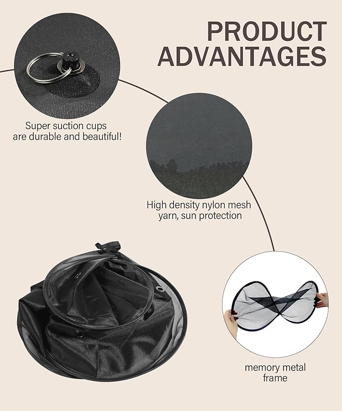 bylikeho Car Window Shade for Baby - UV Protection Sun Shade for Windshield, Rear and Back Windows - Car Accessories,Cooling for Summer
