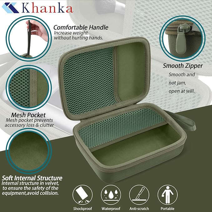 khanka Case for WOLFBOX MF100 Electric Air Duster,Hard Storage ompatible with Wolfbox MF100 MF50 Compressed Air Duster and Accessories,Case Only (Military Green)