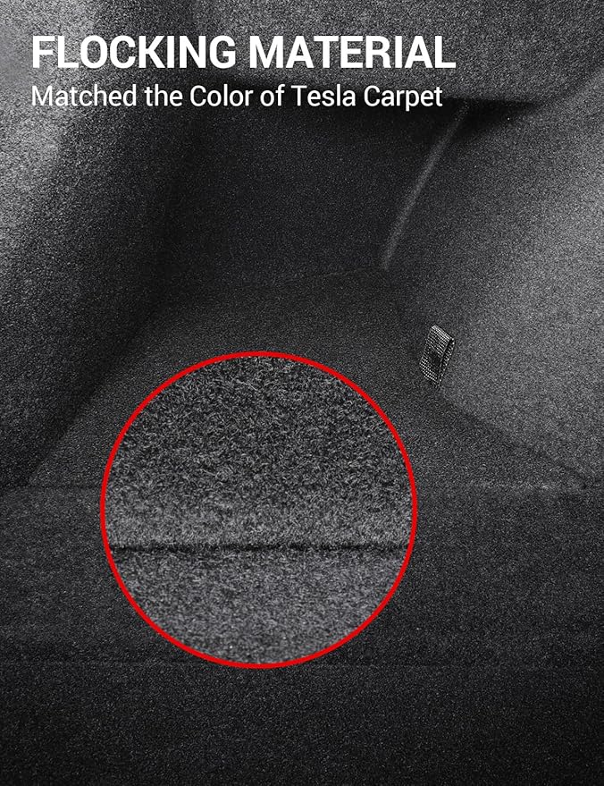 BASENOR Tesla Model 3 Highland Trunk Organizer, TPE Waterproof Rear Trunk Side Storage Bins Box with Carpeted Lip for 2026-2024 Model 3 Interior Accessories (Standard/Premium/Performance) Set of 2