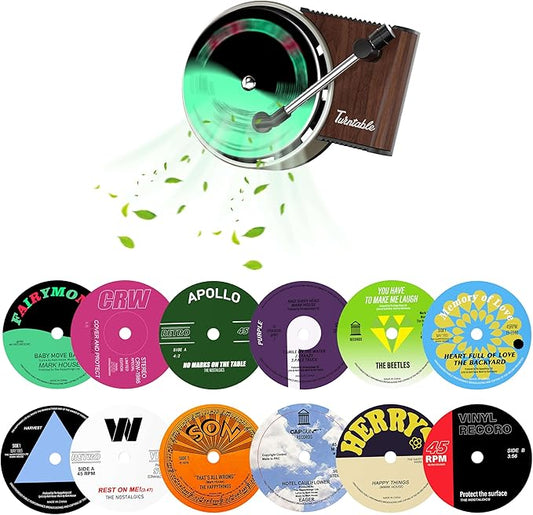 Maicican 12PCS Customizable Car Air Freshener Vent Clip, Pop Singer Album Cover Record Player Shape, Music Lover Gifts. (Retro)