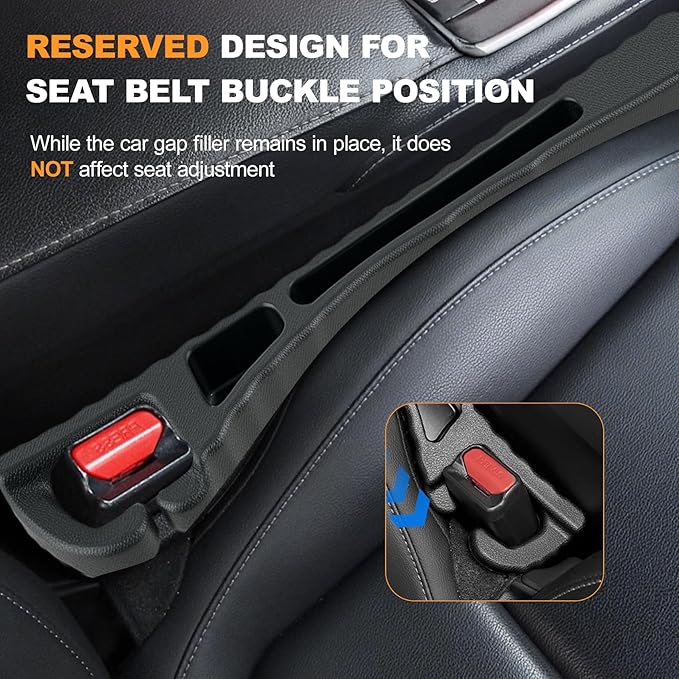 PARAROSE 2PCS Car Seat Gap Filler, Seat Gap Filler for Cars SUV Trucks, Car Essentials, Effectively Prevent Things from Falling Off (Universal, Black)