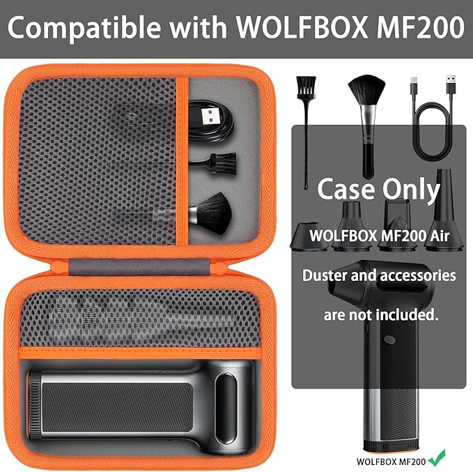 khanka Hard Storage Case for WOLFBOX MF200 Electric Air Duster, Compatible with Wolfbox MF200 Air Compressor and Accessories, Case Only