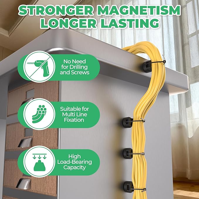 Magnetic Zip Tie Mount with 200pcs Nylon Zip Ties 25LBS Magnetic Wire Holder Multipurpose Magnet Zip Tie Mount, Waterproof Magnet Cable Tie Holders for Automotive Electrical Wiring Management