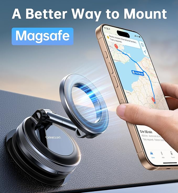 for Magsafe Car Mount carmount 2.0 Magnetic Phone Mount【Movable Vacuum Suction】Vacuum Magnetic Phone Holder for Car Tripod Camera Shoe Cell Phone Car Mount Gym Mirror Mount for iPhone 17 16 15 Pro Max