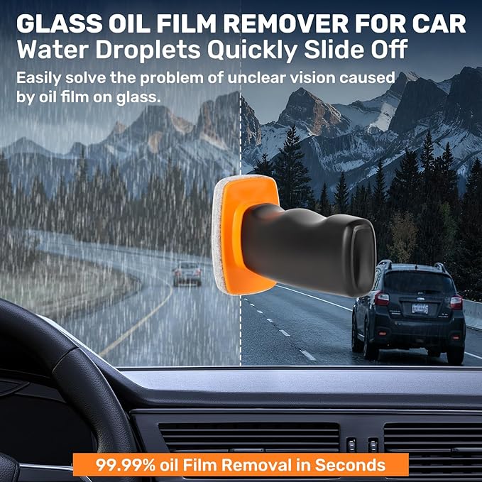 Glass Emulsion Cleaner,Car Oil Film Cleaner,Handle Oil Film Remover&Windshield Cleaner For Cars Window, Glass Emulsion, Crystal Clear View