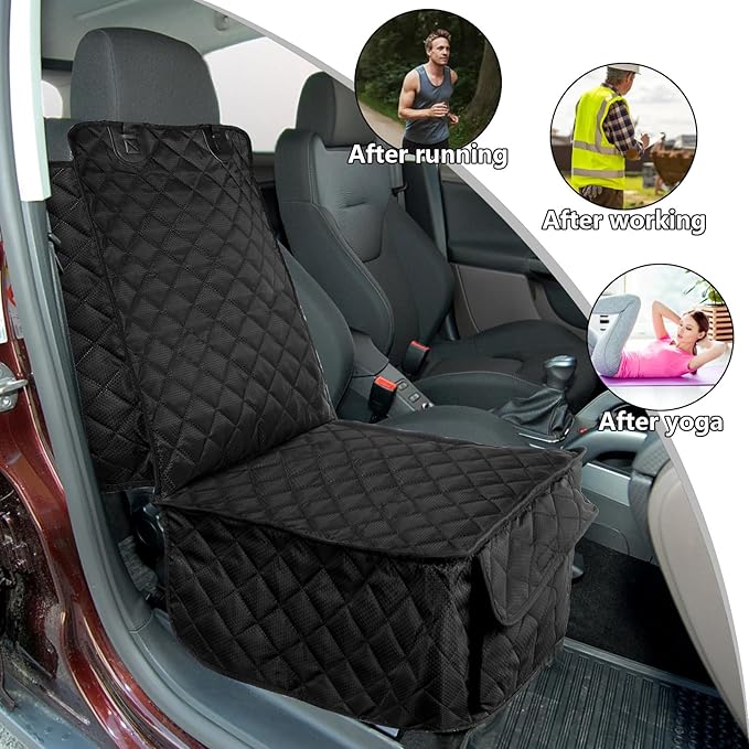 Fasmov 2 Pack Front Dog Car Seat Cover, Full Protection Dog Car Seat Cover with Side Flaps, Nonslip Pet Seat Covers with Elastic Bottom, Waterproof Car Seat Covers Fits for Cars, Trucks, SUVs